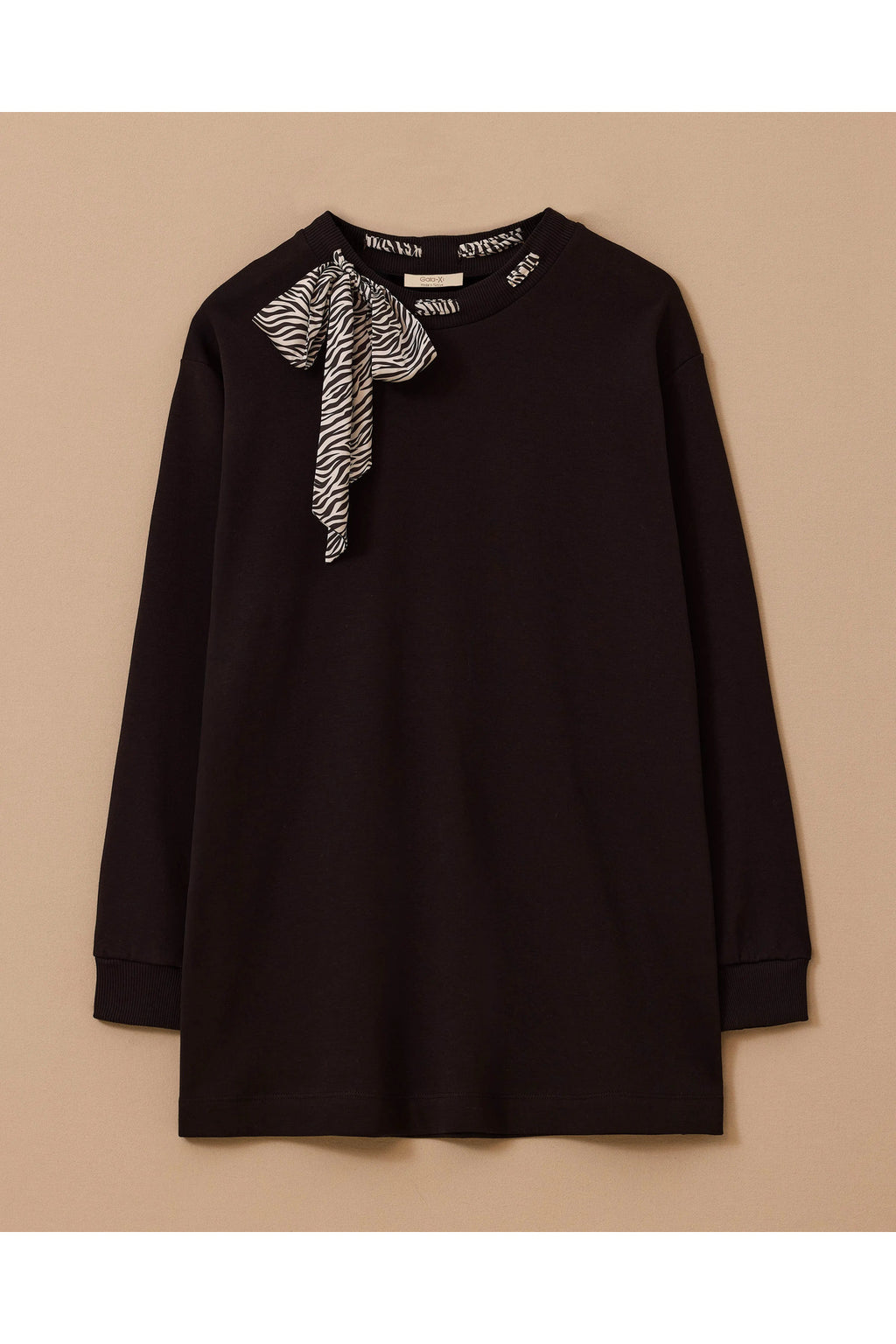 büyük beden fular yakalı sweatshirt10002522314010