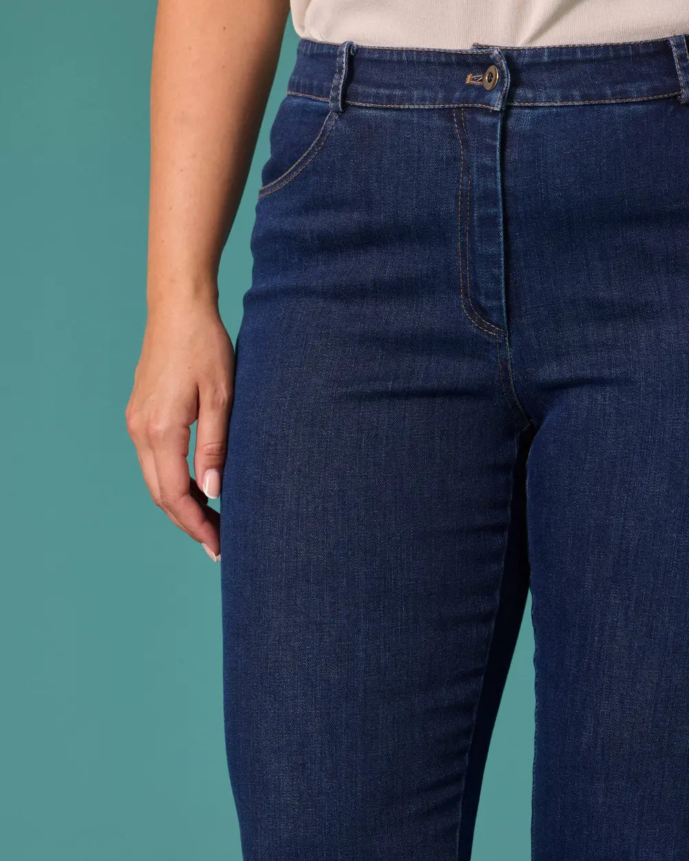 Büyük Beden Yüksek Bel İspanyol Paça Denim Pantolon GALA-Xİ