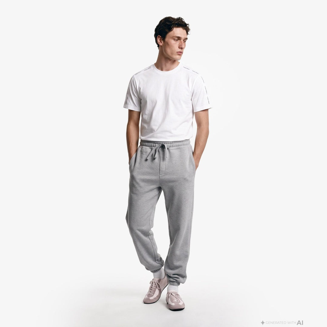 Calvin Klein Erkek Regular Fit Yuvarlak Yakalı Omuzları Şerit Çizgili Kısa Kollu Beyaz T-Shirt LV04RH201G