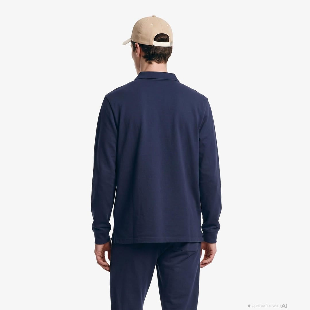 Calvin Klein Logolu %100 Pamuk Düğmeli Erkek Polo Sweat LV04RH263G İkincil görsel