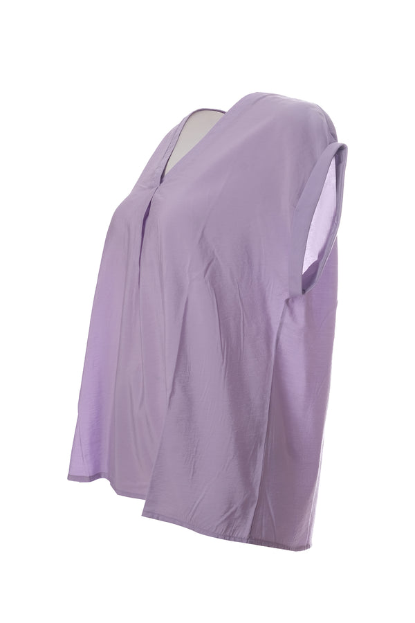 Canel Minimalist V Yaka Kısa Kol Oversize Kadın Bluz