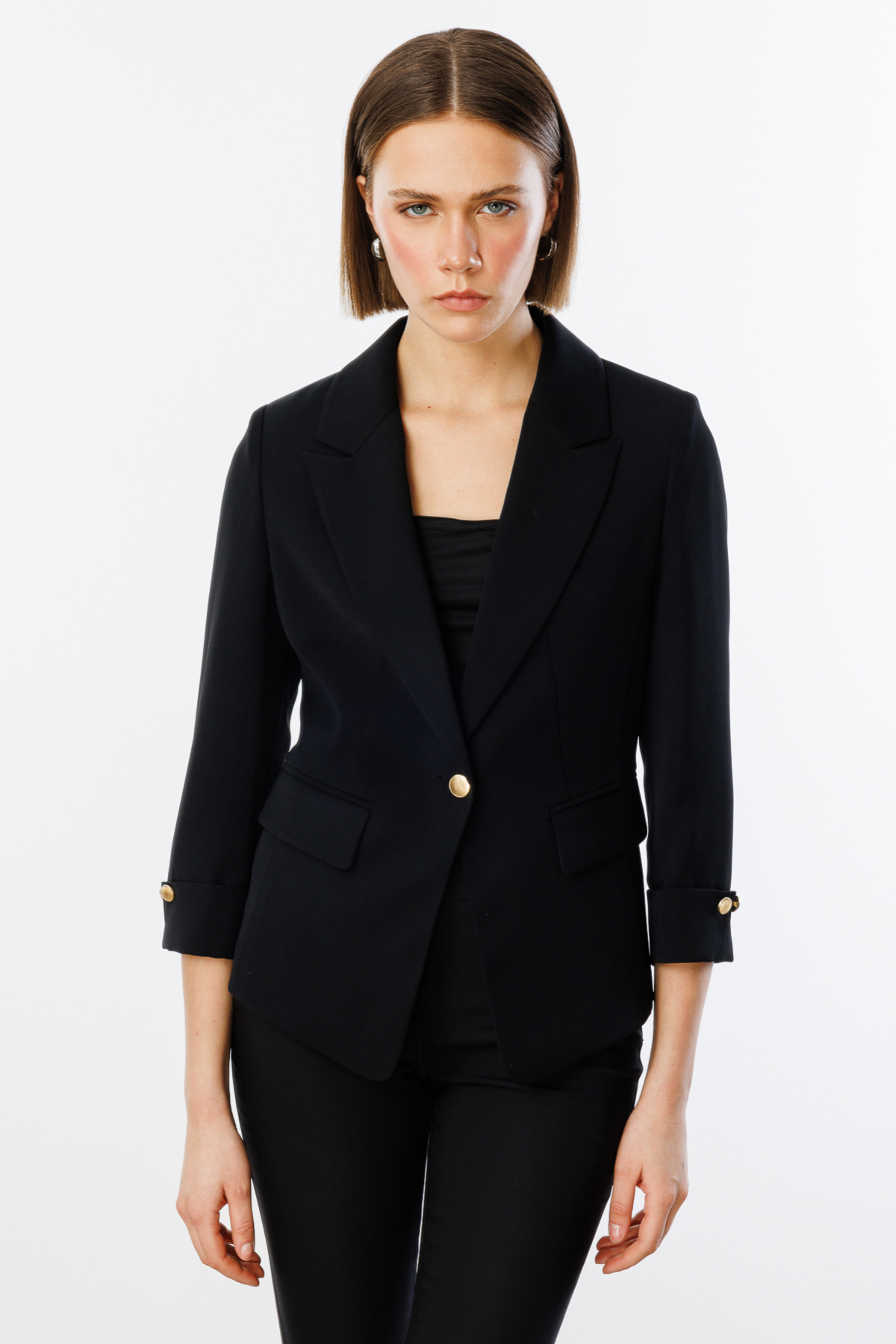 Ekol Minimalist 3/4 Kol Kadın Blazer Ceket - Günlük & Ofis Şıklığı