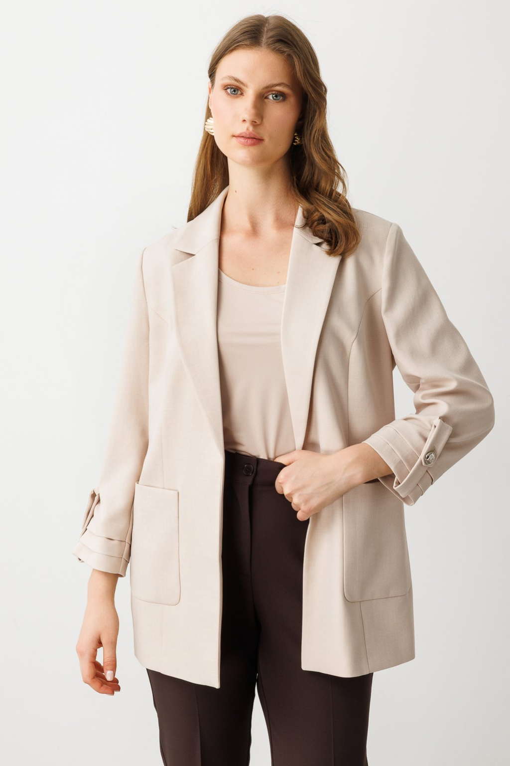 Ekol BB Oversize 3/4 Kol Kadın Ceket - Minimalist Tasarım