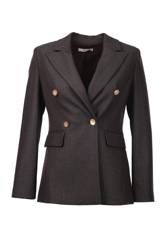 Ekol Kadın Minimalist Çift Sıra Uzun Kol Ceket - Şık ve Modern