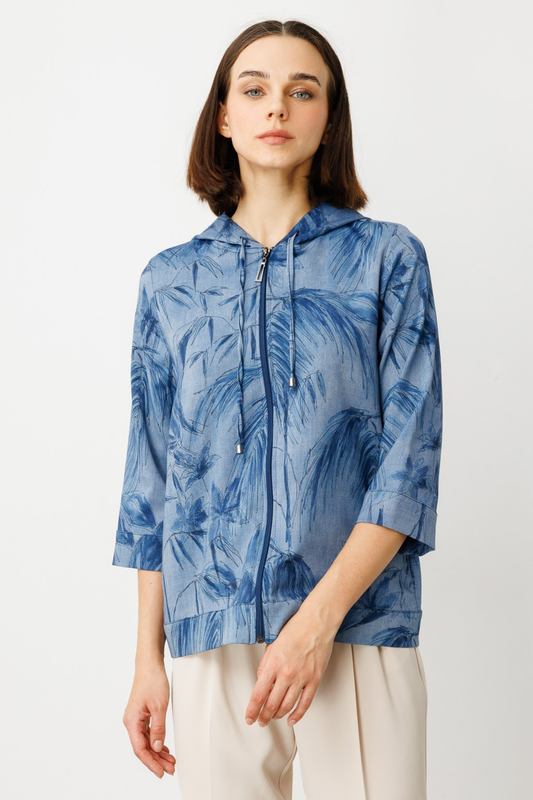 On Kadın Kapüşonlu Minimalist 3/4 Kol Ceket - Günlük Tarz