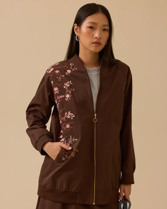 baskılı fermuar detaylı cepli ceket Scl