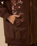 baskılı fermuar detaylı cepli ceket Scl