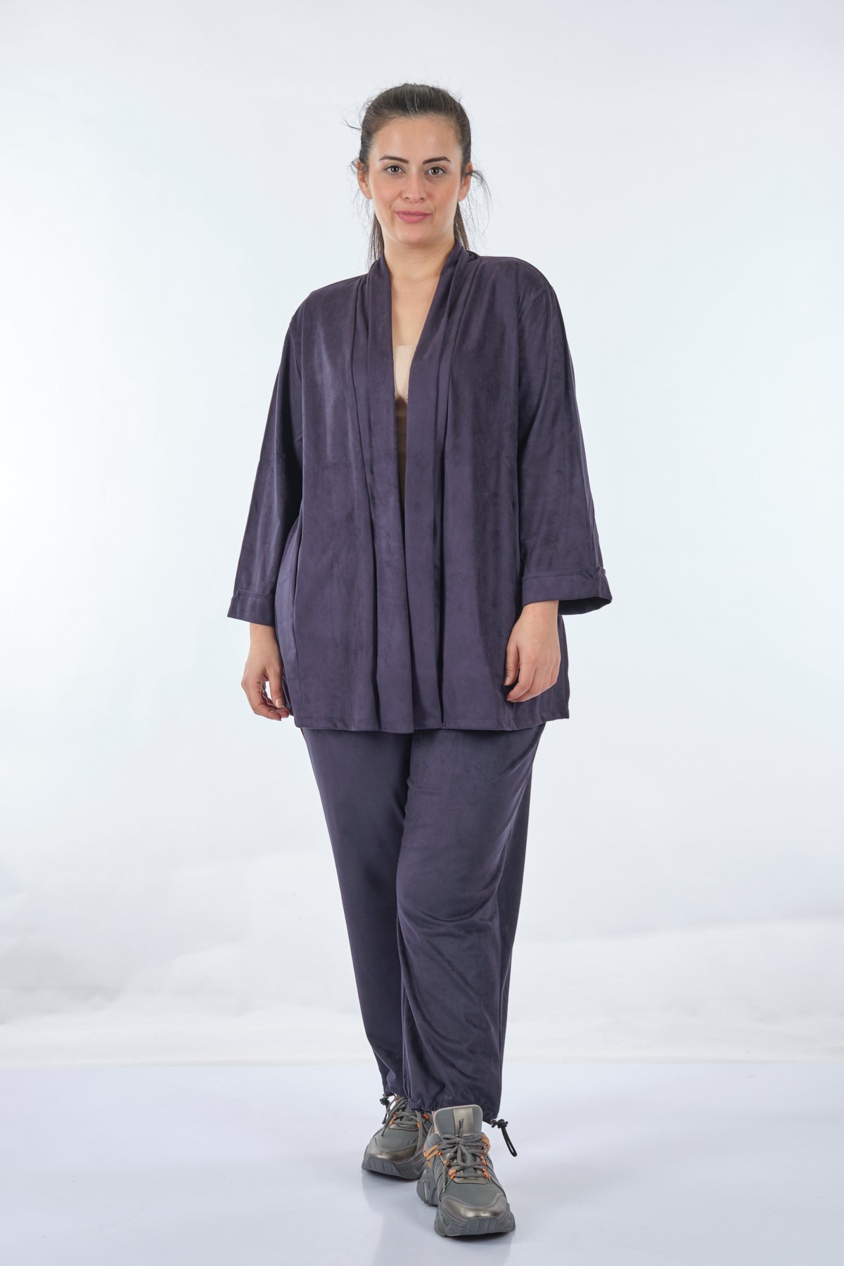 Vedi-bb Oversize Kadife Ceket Takım - Minimalist Günlük Stil - 3/4 Kol Translation missing: tr.content.product_image_secondary