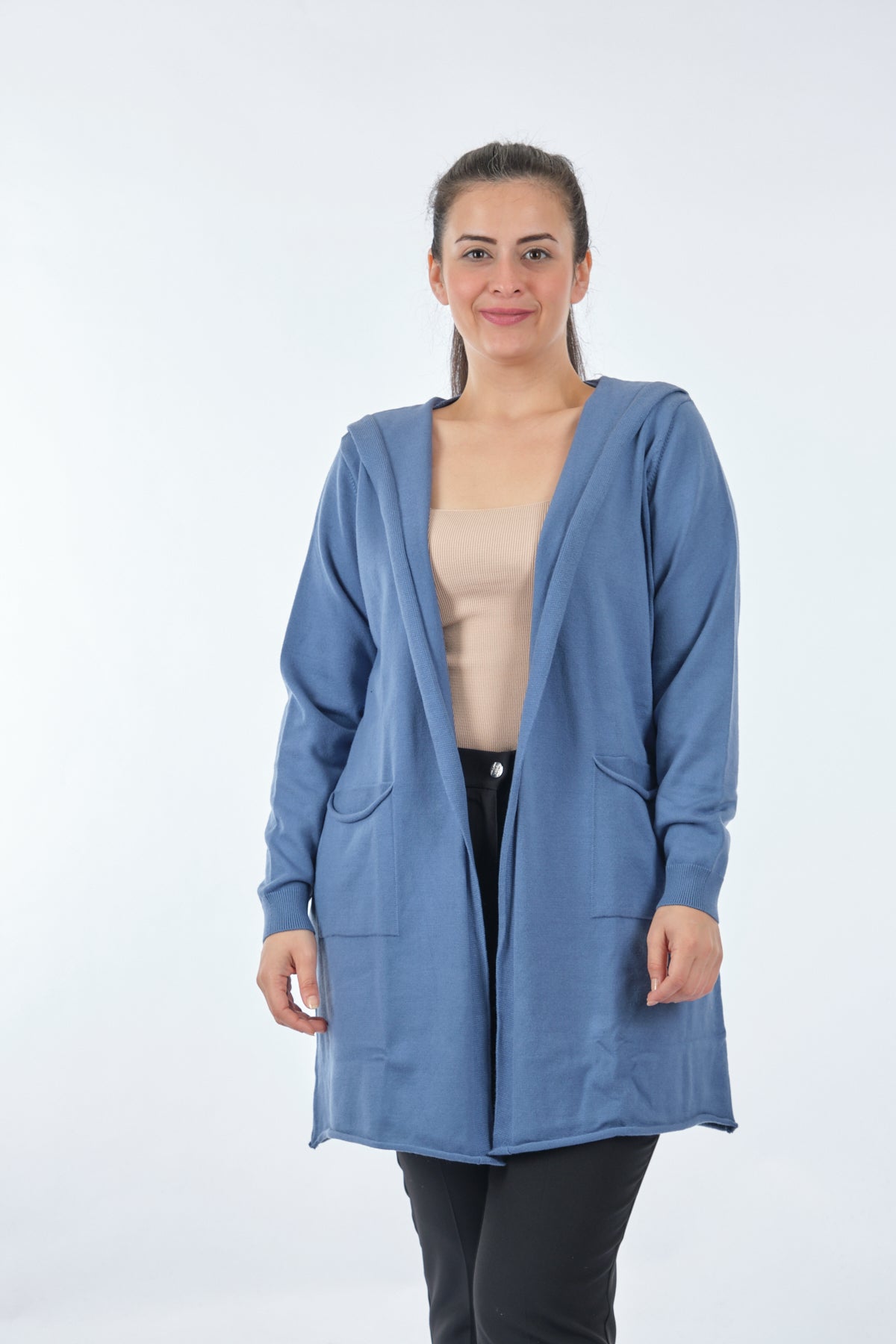 Vedi-bb Minimalist Oversize Kapüşonlu Midi Kadın Ceket Translation missing: tr.content.product_image_main