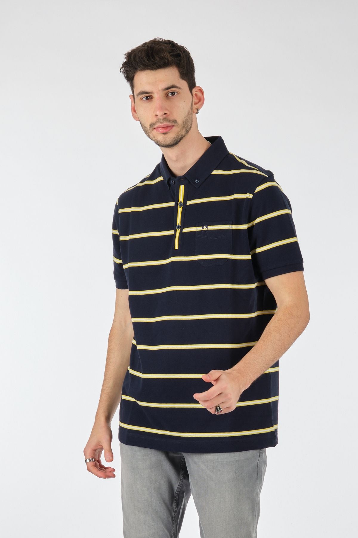 Claudio Campione Çizgili Polo Yaka Regular Fit Erkek T-Shirt Translation missing: tr.content.product_image_main