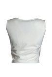 Ysatis V Yaka Kolsuz Saten Crop Bluz - Minimalist Tasarım