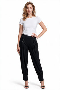 Daıdo Kadın Yüksek Bel Bağcık Detaylı Rahat Kesim Paçası Lastikli Jogger Pantolon
