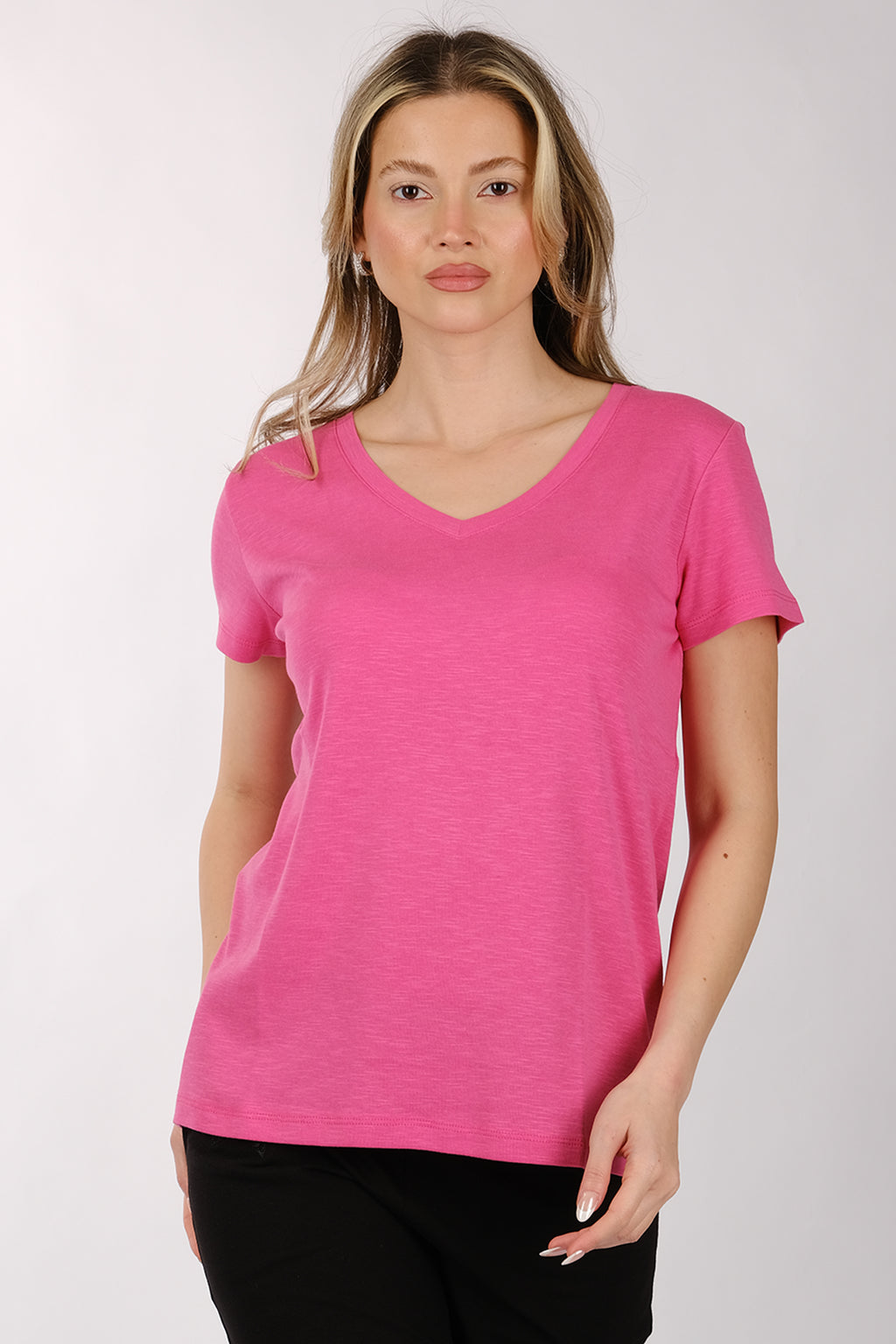 Daido Kadın Oversize V Yaka Kısa Kol Minimalist T-Shirt