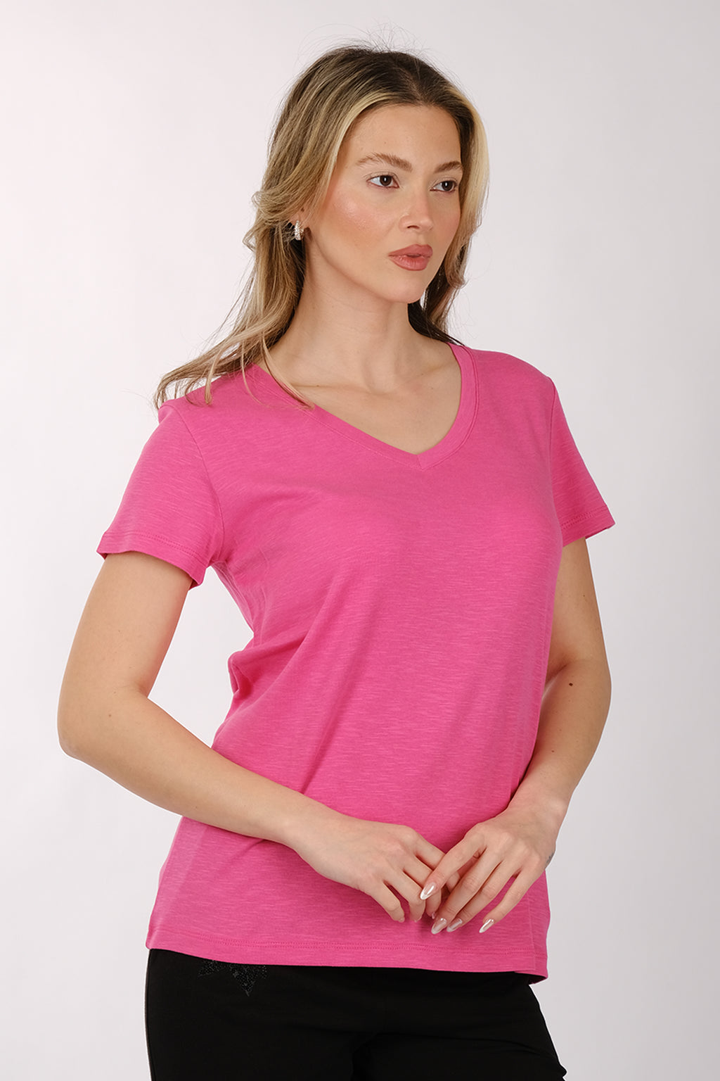 Daido Kadın Oversize V Yaka Kısa Kol Minimalist T-Shirt