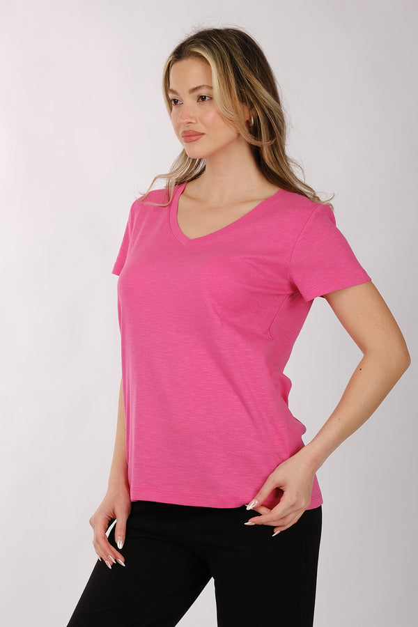 Daido Kadın Oversize V Yaka Kısa Kol Minimalist T-Shirt