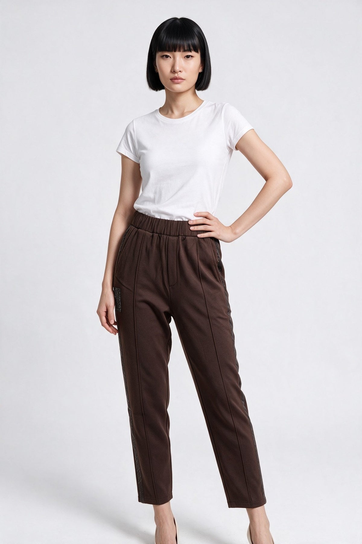 Daıdo Kadın Lastik Belli Tapered Fit Dikiş Detaylı Jogger Pantolon Ana görsel