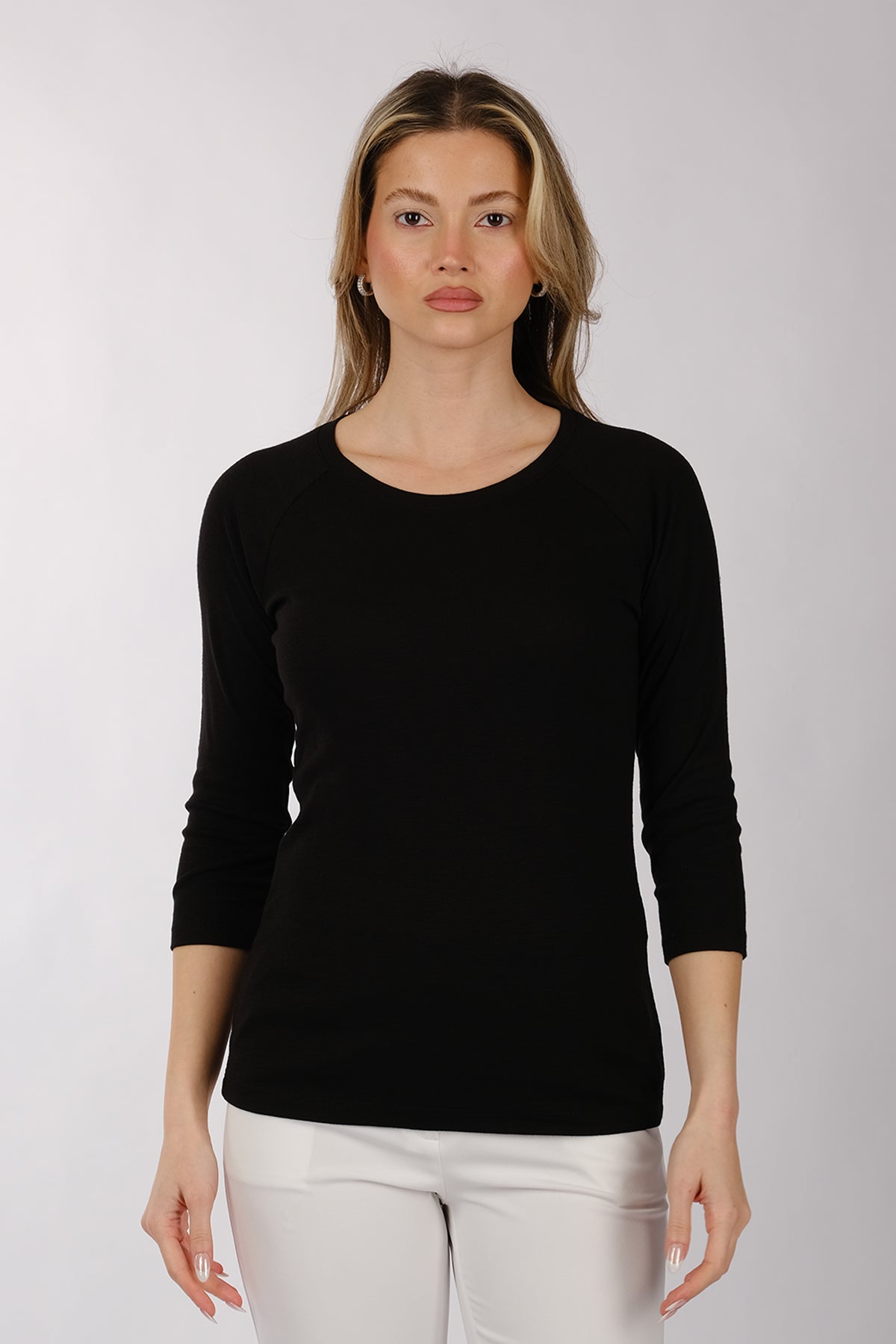 Daido Minimalist 3/4 Kol Yuvarlak Yaka Kadın T-Shirt - Günlük Şıklık