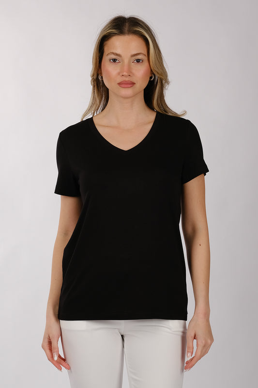 Daıdo Minimalist V Yaka Kısa Kol Kadın T-Shirt - Günlük Kullanım
