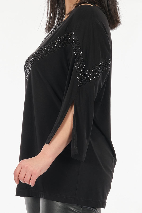 DE WHITE'S Oversize V Yaka 3/4 Kol Pullu Minimalist Bluz