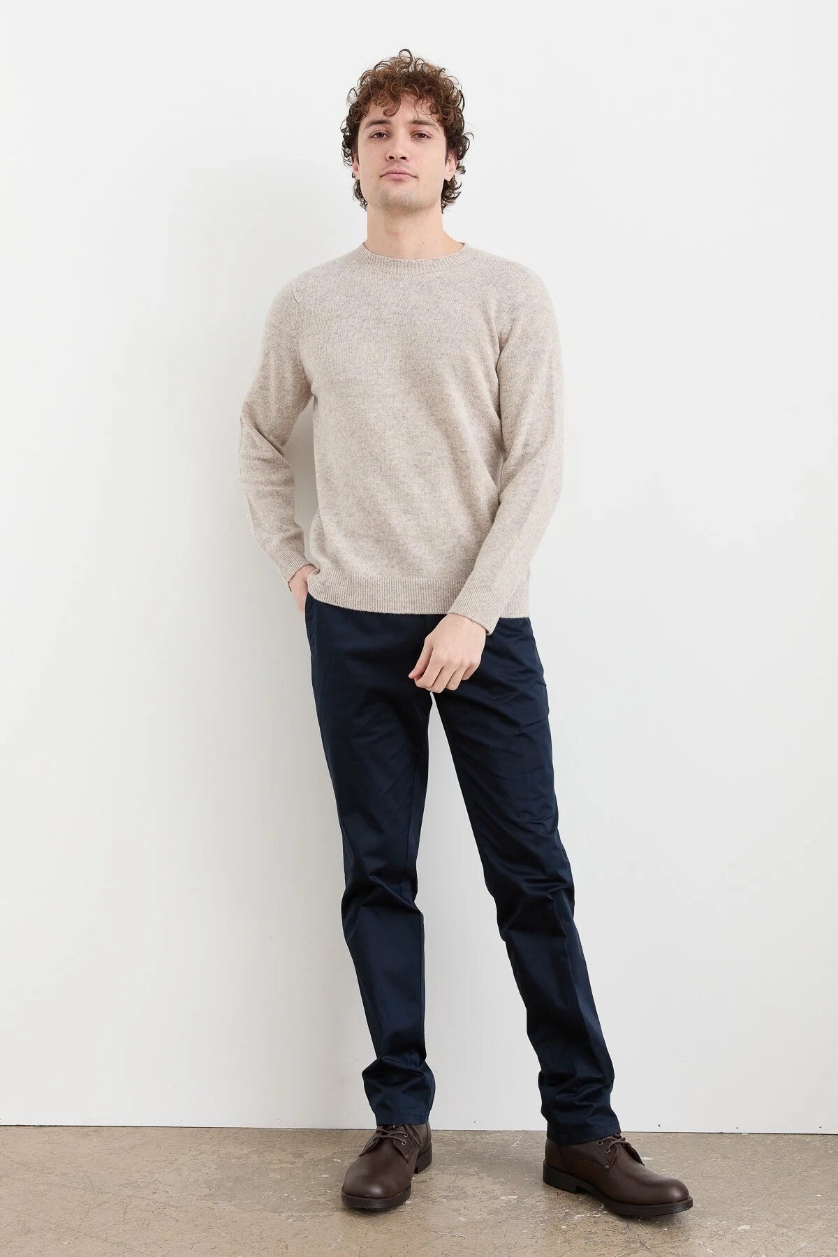 Desen Erkek Minimalist Yuvarlak Yaka Uzun Kol Kazak - Günlük Stil Ana görsel