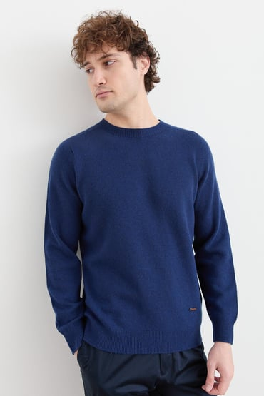 Desen Erkek Minimalist Yuvarlak Yaka Uzun Kol Kazak - Günlük Stil İkincil görsel