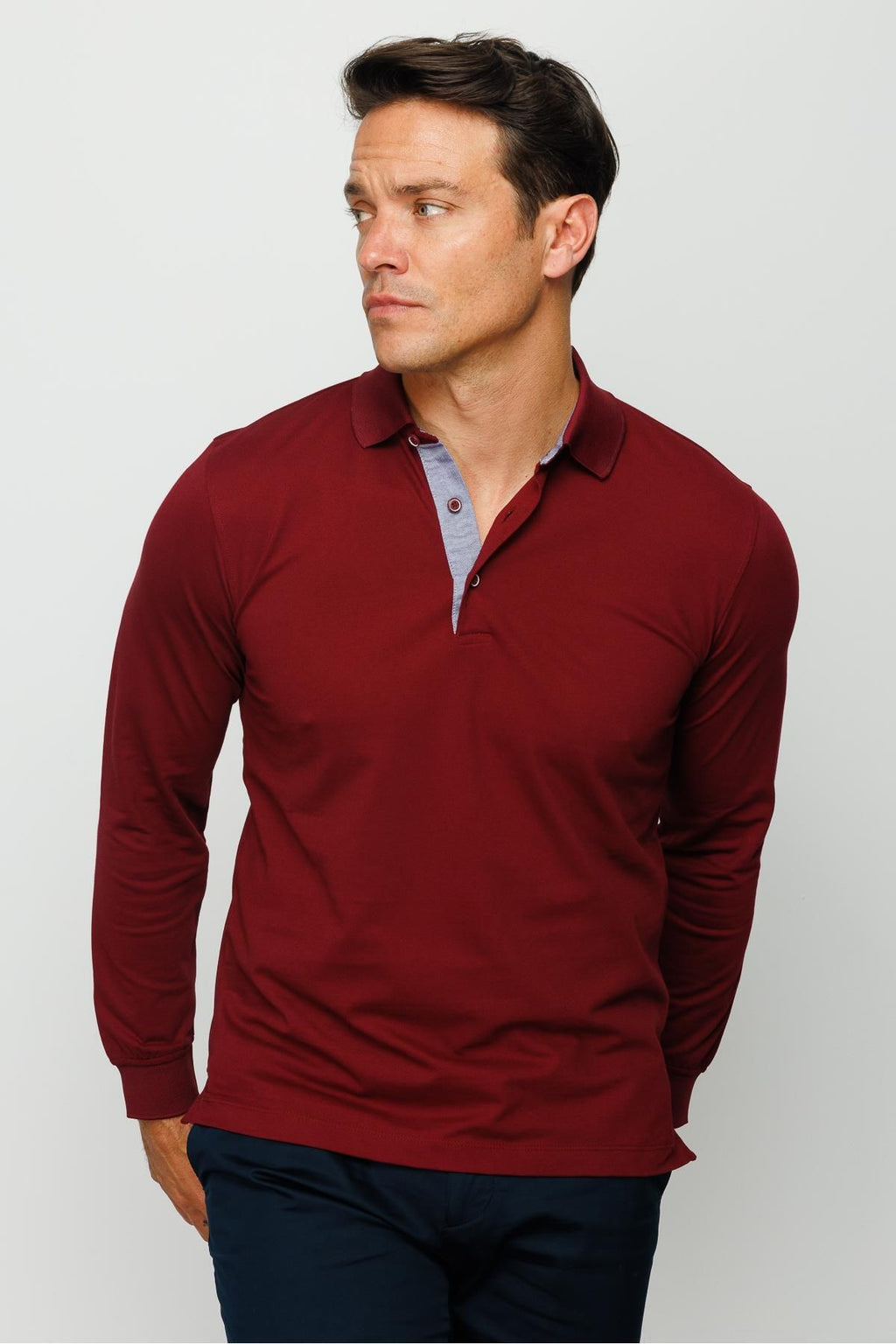 Desen Minimalist Uzun Kol Polo Yaka Erkek Sweatshirt - Rahat ve Şık