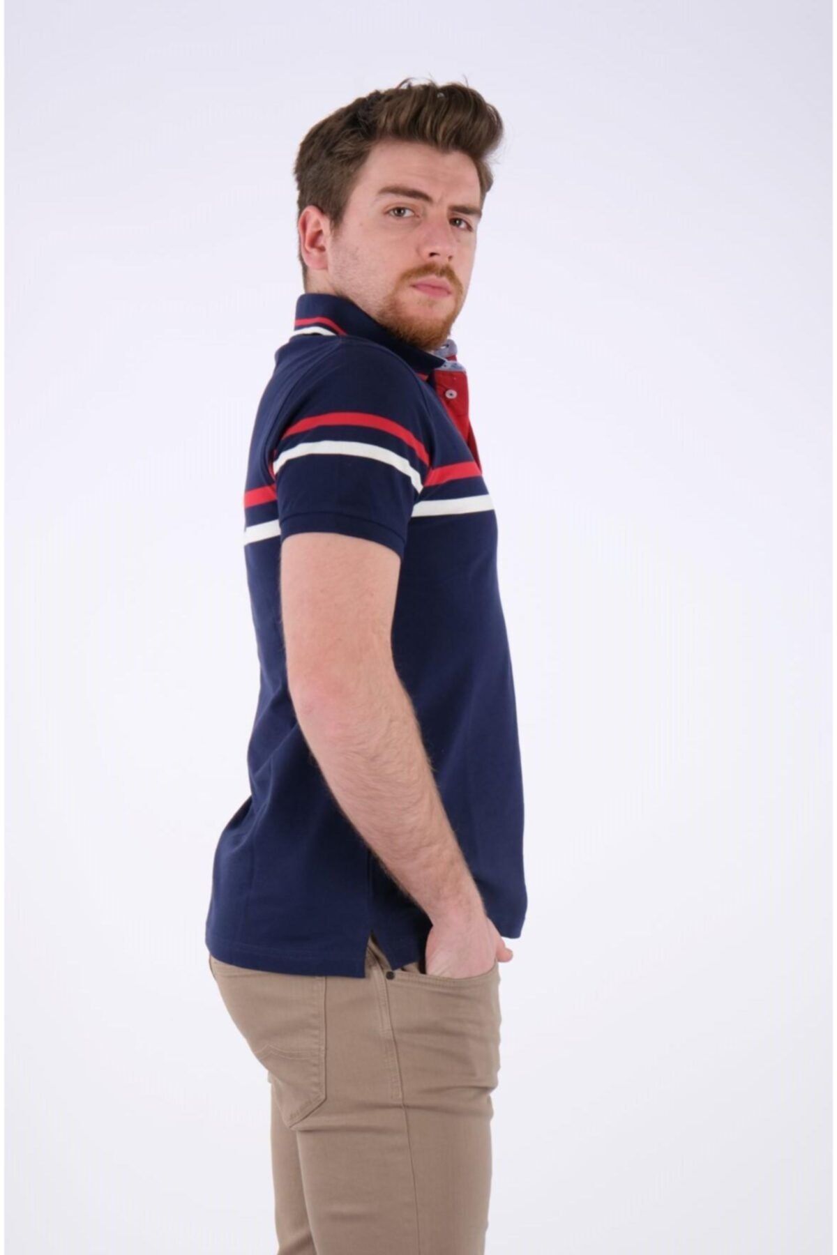 Desen Erkek Polo Yaka Kısa Kol Minimalist T-Shirt - Günlük Stil İkincil görsel