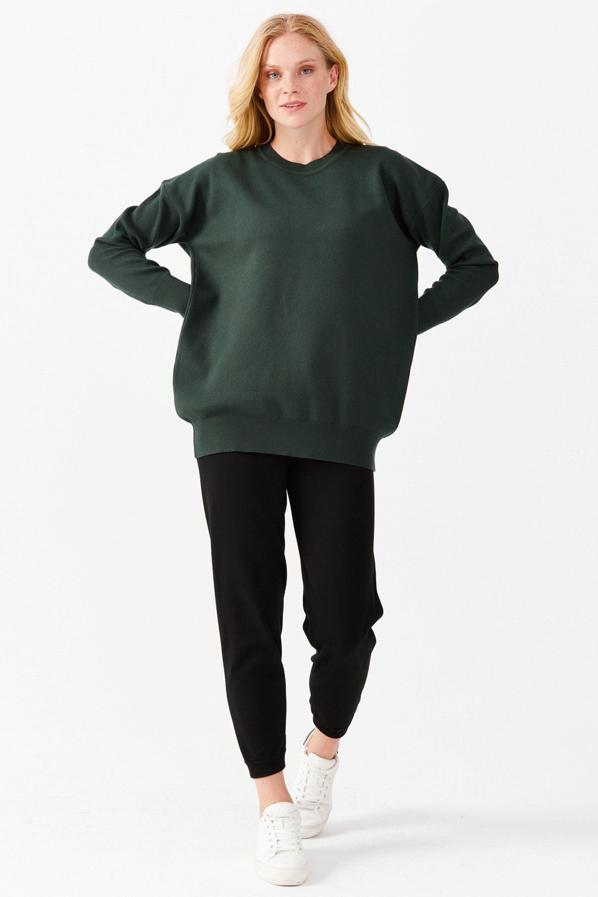 Desen Kadın Oversize Uzun Kol Minimalist Bluz - Rahat ve Şık