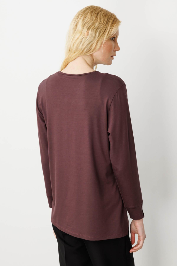 Desen Minimalist Oversize Uzun Kol Kadın Bluz - Rahat ve Şık