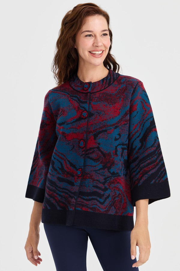 Desen Minimalist Oversize 3/4 Kol Kadın Ceket - Günlük Şıklık