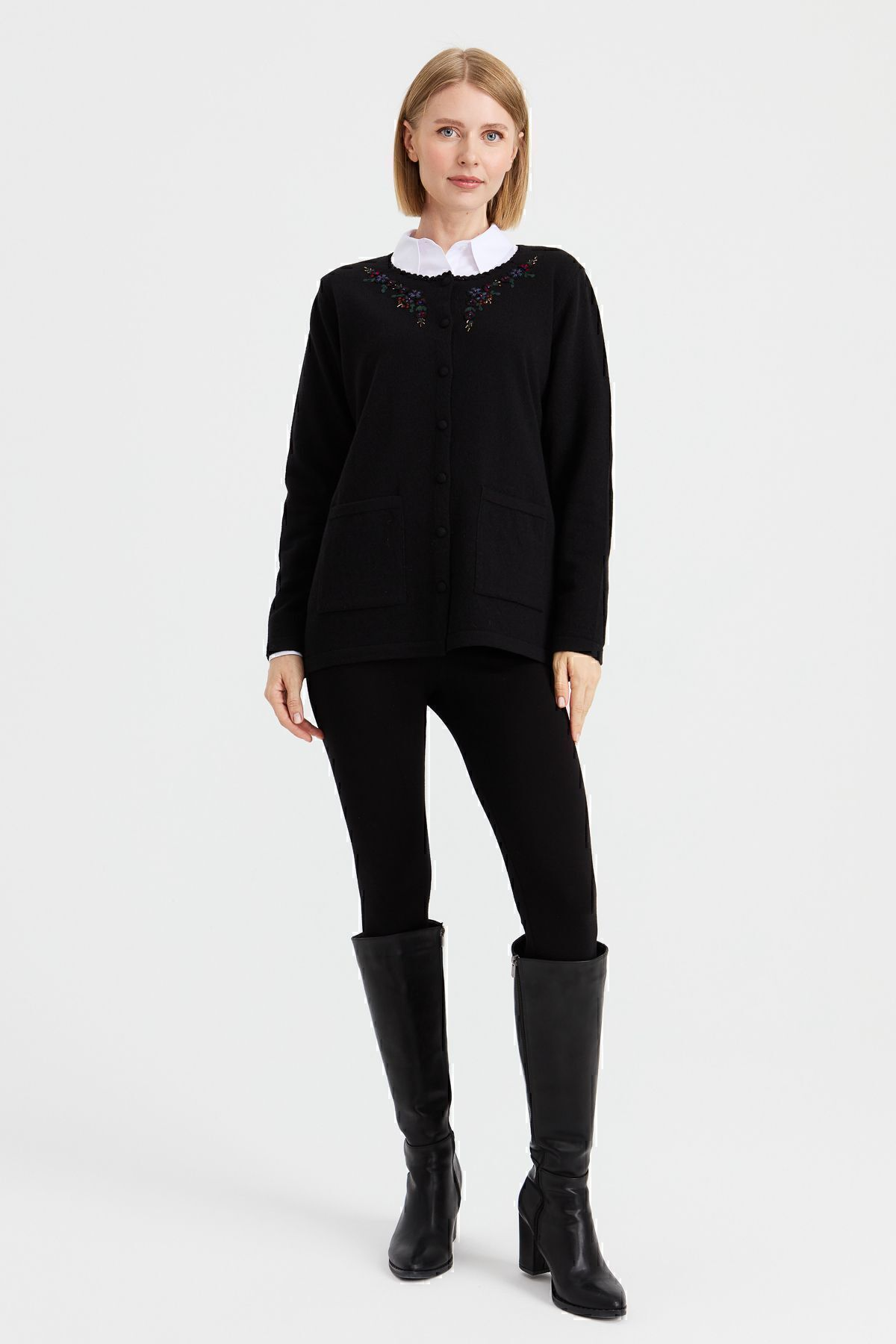 Desen Kadın Oversize Nakışlı Minimalist Ceket - Yeni Sezon