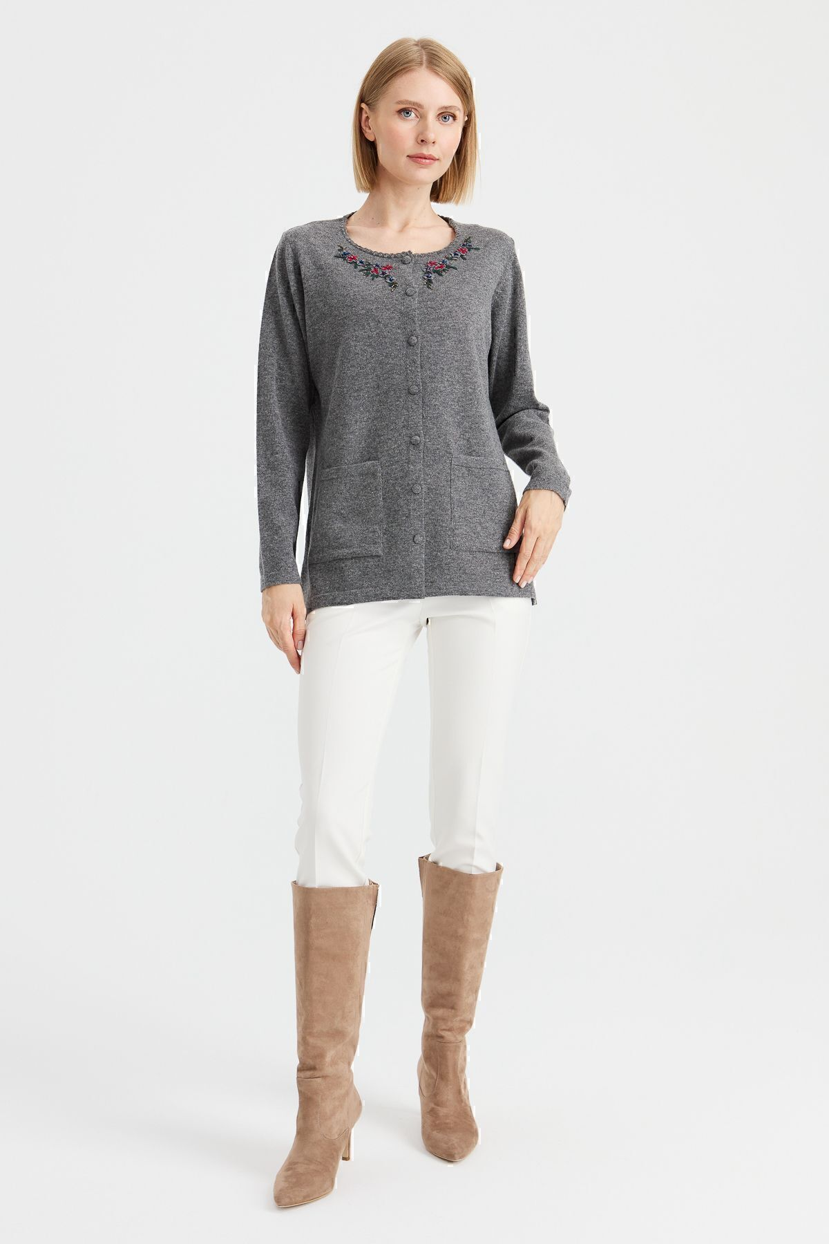 Desen Kadın Oversize Nakışlı Minimalist Ceket - Yeni Sezon