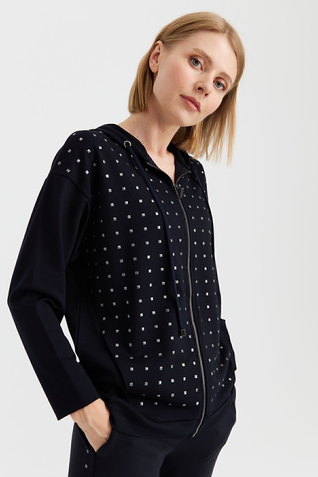 Desen Kadın Oversize Kapüşonlu Pijama Takımı - Minimalist Stil