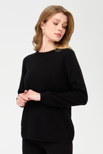 Desen Kadın Minimalist Yuvarlak Yaka Uzun Kol Kazak - Günlük Stil