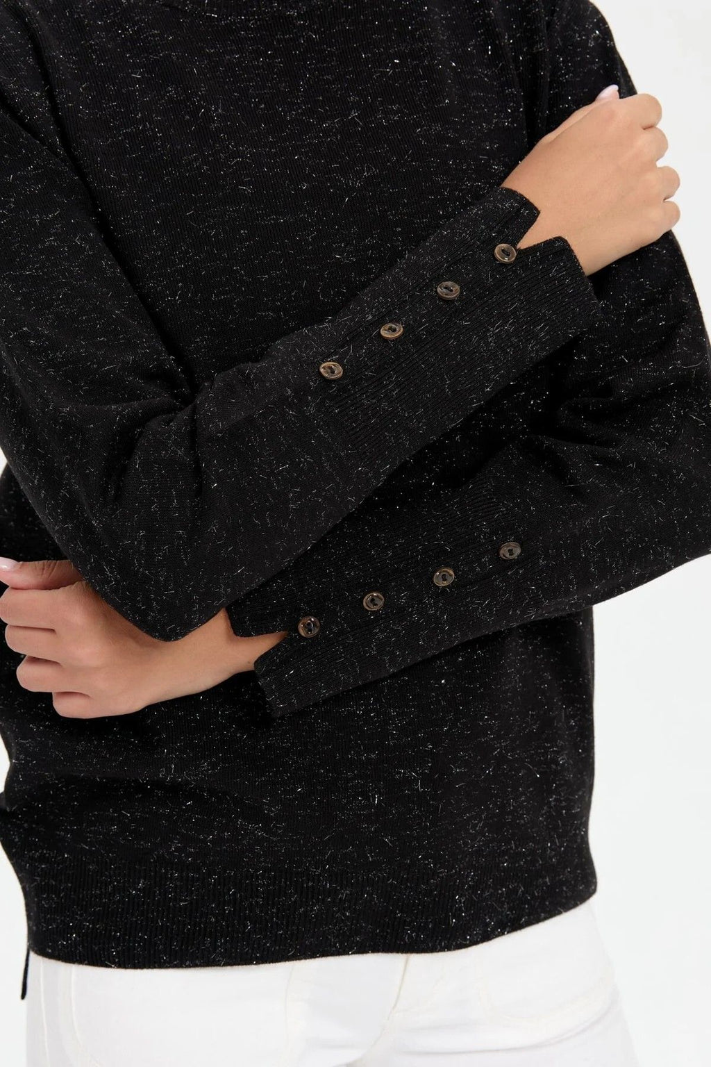 Desen Oversize Uzun Kol Minimalist Kadın Kazak - Günlük Şıklık