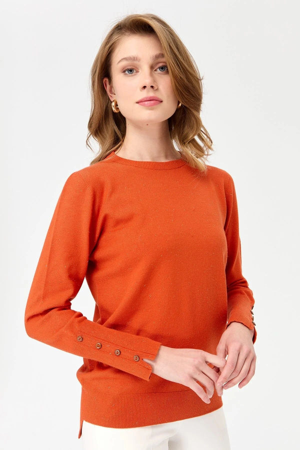 Desen Oversize Uzun Kol Minimalist Kadın Kazak - Günlük Şıklık