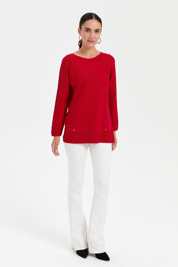Desen Oversize Uzun Kol Kadın Kazak - Minimalist Stil