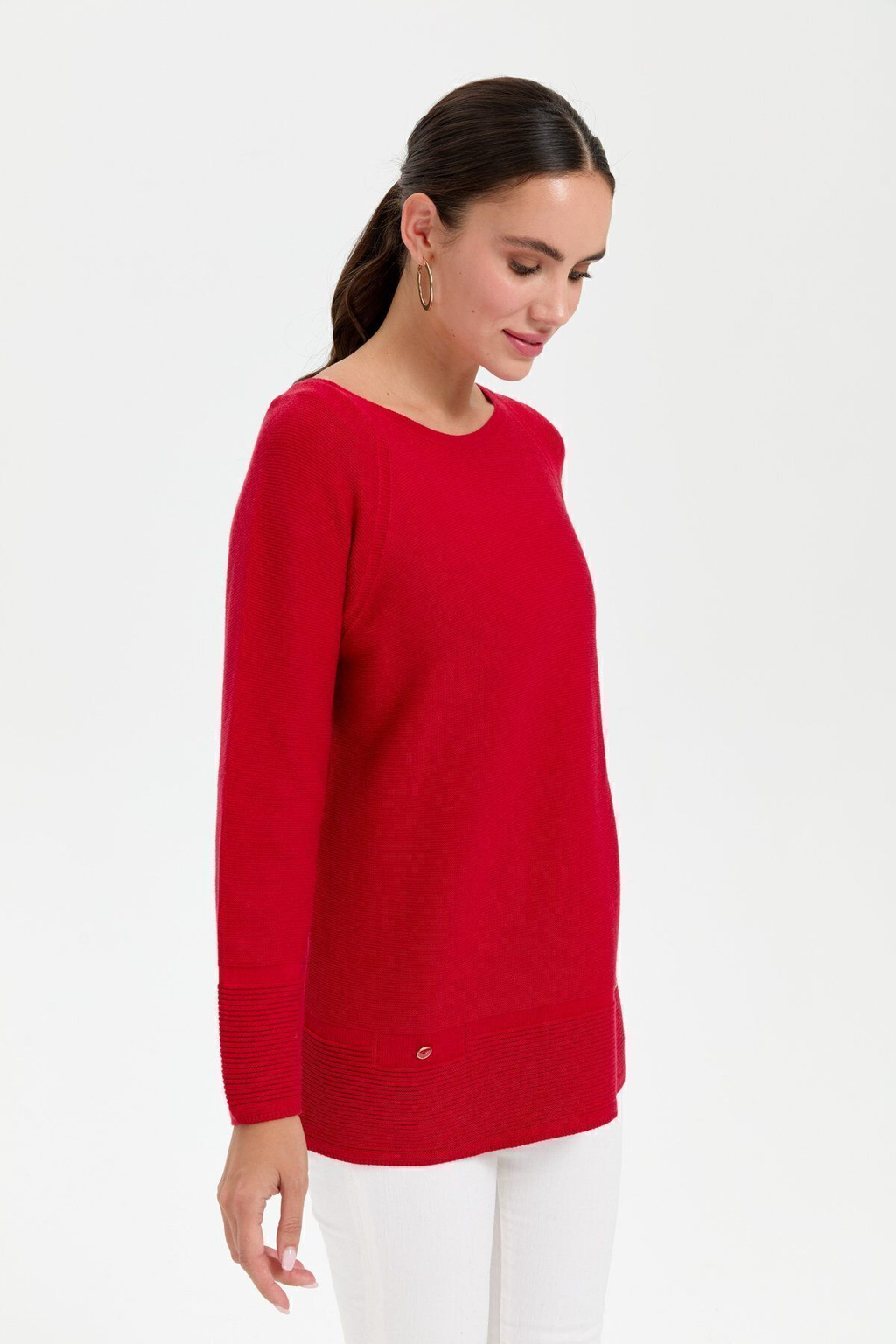 Desen Oversize Uzun Kol Kadın Kazak - Minimalist Stil