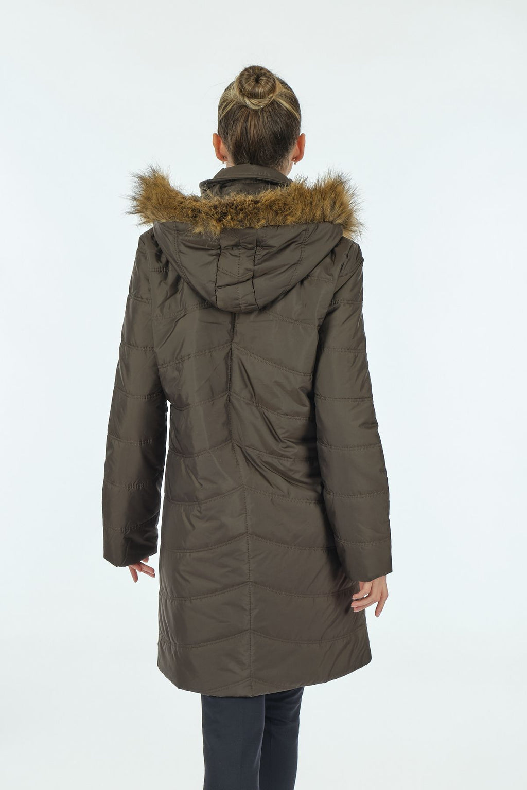 Desen Kadın Kışlık Kapüşonlu Midi Mont - Oversized, Sıcak