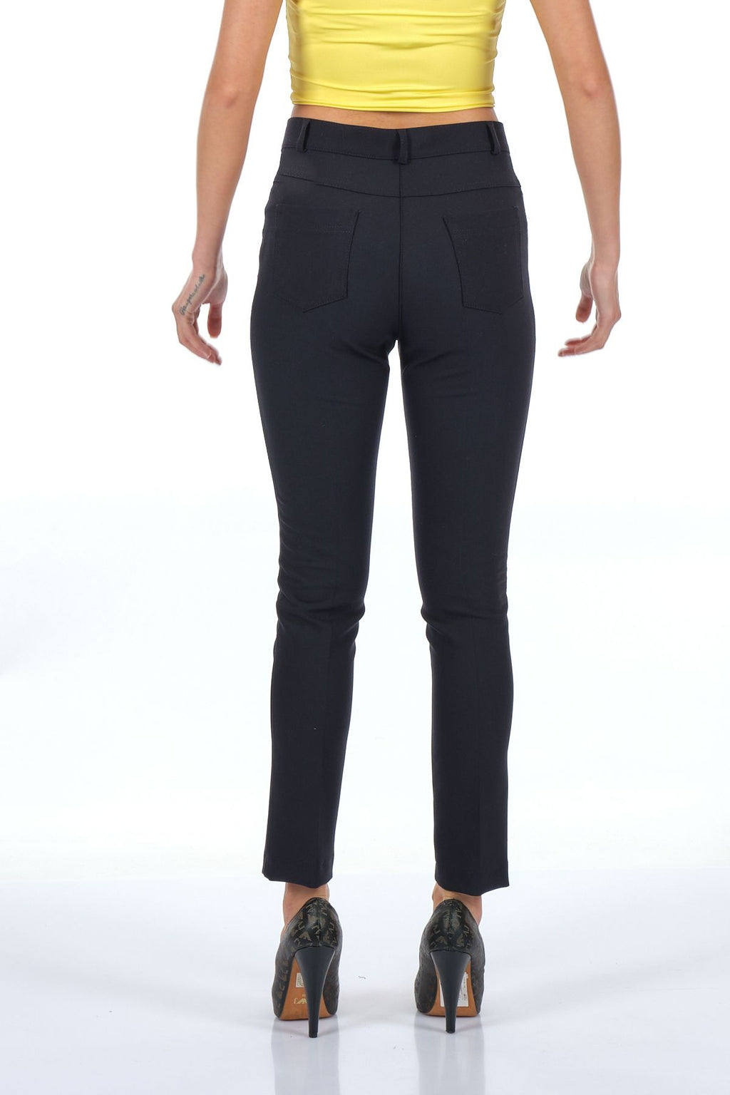 Desen Minimalist Yüksek Bel Dar Paça Kadın Pantolon - Günlük & İş