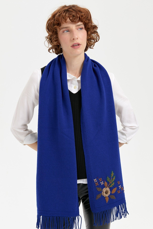 Desen Minimalist Nakışlı Oversize Kadın Şal - Yumuşak & Şık