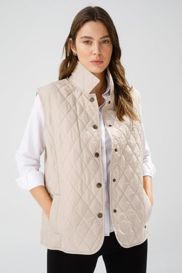 Desen Kolsuz Kapitone Yelek - Minimalist Oversize Günlük İkincil görsel
