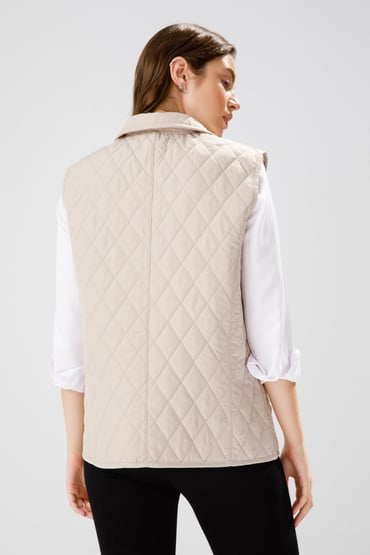 Desen Kolsuz Kapitone Yelek - Minimalist Oversize Günlük