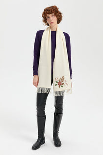 Desen Minimalist Nakışlı Oversize Kadın Şal - Yumuşak & Şık