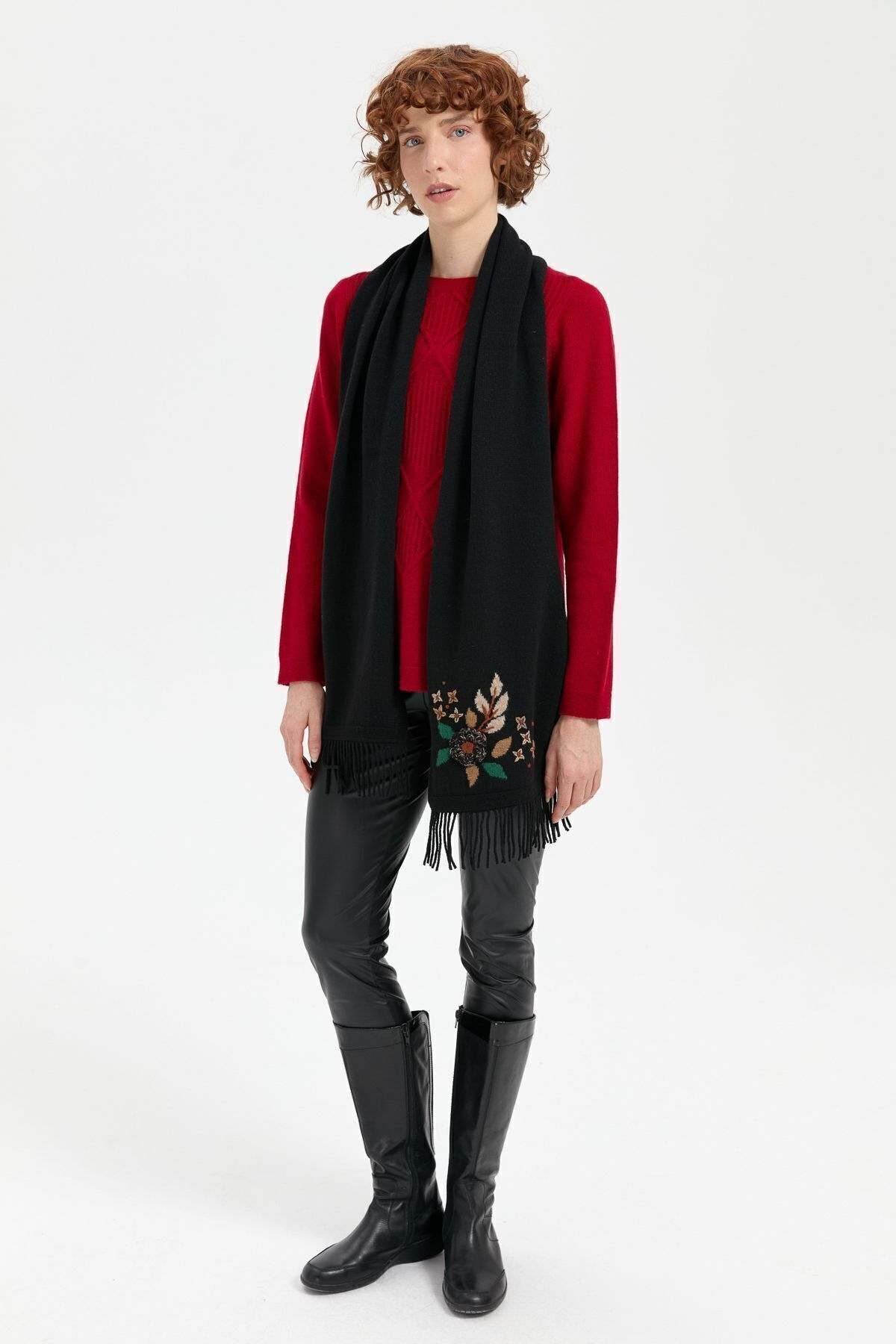 Desen Minimalist Nakışlı Oversize Kadın Şal - Yumuşak & Şık Ana görsel