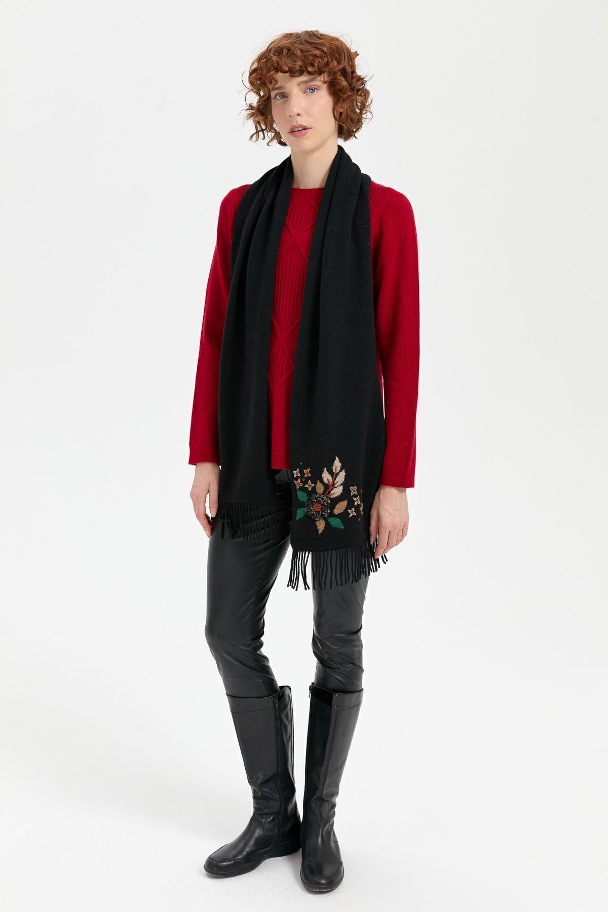 Desen Minimalist Nakışlı Oversize Kadın Şal - Yumuşak & Şık