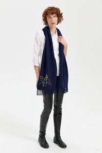 Desen Minimalist Nakışlı Oversize Kadın Şal - Yumuşak & Şık