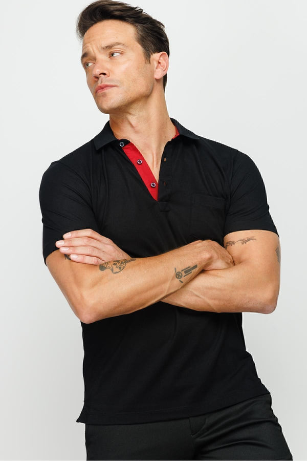 Desen Minimalist Polo Yaka Kısa Kol Erkek T-Shirt - Rahat ve Şık