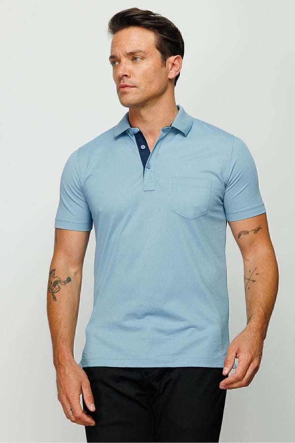 Desen Minimalist Polo Yaka Kısa Kol Erkek T-Shirt - Rahat ve Şık