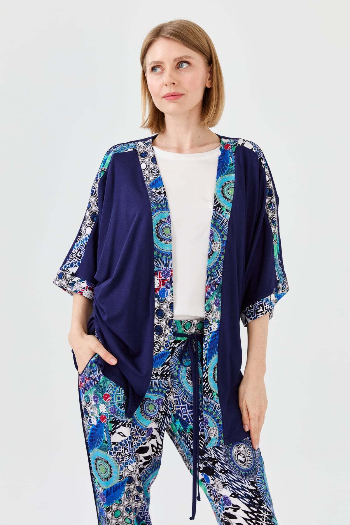 Desen Oversize Kimono Kol 3/4 Kadın Ceket - Rahat ve Şık Translation missing: tr.content.product_image_main